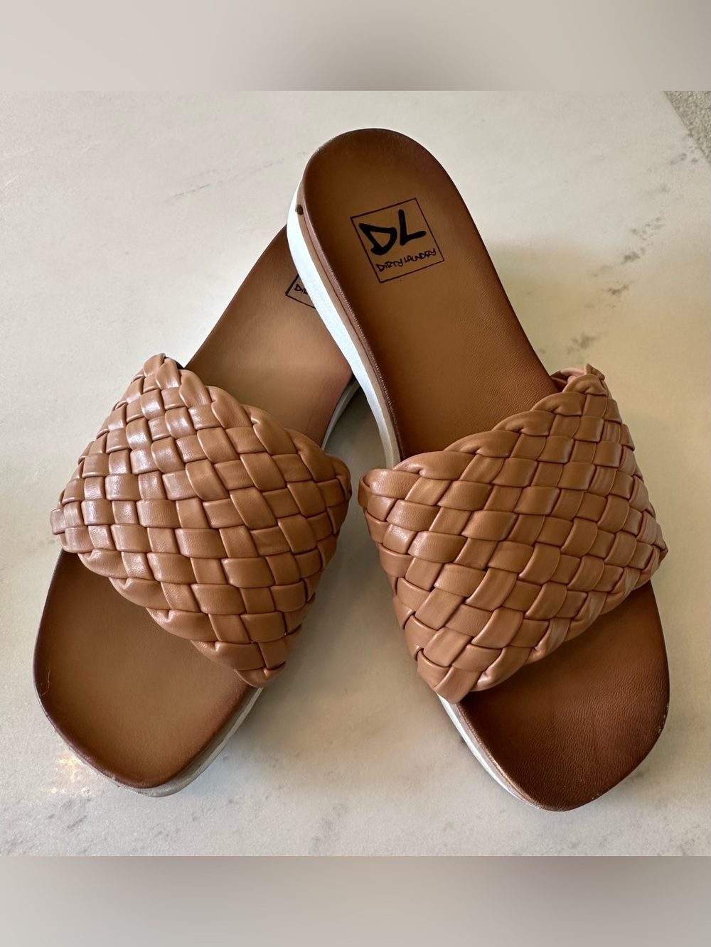 Dirty Laundry Woven Slide Sandals in Brown